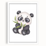 Cute Panda Nursery Wall Art – Baby Room & Kids Bamboo Decor Print