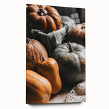 Large abstract wall art depicting autumnal trees in warm orange and red tones, printed on acrylic glass.