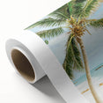 Art deco poster featuring a stylized summer scene on rolled canvas, with muted pastel colors, ideal for nursery wall art.