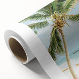 Art deco poster featuring a stylized summer scene on rolled canvas, with muted pastel colors, ideal for nursery wall art.