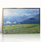 Art deco style poster of a Van Gogh painting in gold frame, with muted colors, ideal for modern art wall decor.