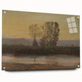 Modern Wall Art: Serene Twilight Landscape with Trees and River Scene