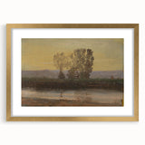 Modern Wall Art: Serene Twilight Landscape with Trees and River Scene