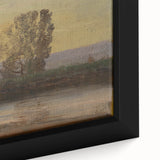 Modern Wall Art: Serene Twilight Landscape with Trees and River Scene