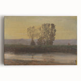 Modern Wall Art: Serene Twilight Landscape with Trees and River Scene