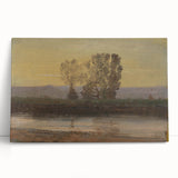 Modern Wall Art: Serene Twilight Landscape with Trees and River Scene