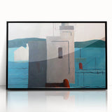 Modern Wall Art: Abstract Waterfront Scene with Bold Minimalist Style