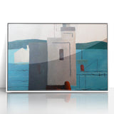 Modern Wall Art: Abstract Waterfront Scene with Bold Minimalist Style