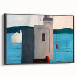Modern Wall Art: Abstract Waterfront Scene with Bold Minimalist Style