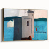 Modern Wall Art: Abstract Waterfront Scene with Bold Minimalist Style