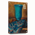 Abstract Still Life - Blue Vase and Textured Cloth Wall Art