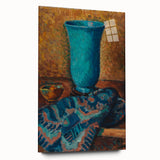 Abstract Still Life - Blue Vase and Textured Cloth Wall Art