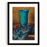 Abstract Still Life - Blue Vase and Textured Cloth Wall Art