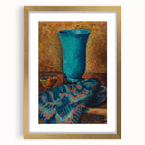 Abstract Still Life - Blue Vase and Textured Cloth Wall Art