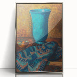 Abstract Still Life - Blue Vase and Textured Cloth Wall Art