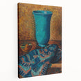 Abstract Still Life - Blue Vase and Textured Cloth Wall Art