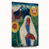 Abstract Sunflowers and Woman - Modern Colorful Wall Art Design