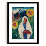 Abstract Sunflowers and Woman - Modern Colorful Wall Art Design