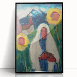 Abstract Sunflowers and Woman - Modern Colorful Wall Art Design