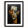 Abstract figurative art frame in sleek black with a white mat, showcasing a modern design ideal for contemporary decor, enhancing any living space ambiance.