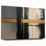 Abstract geometric acrylic glass artwork showcasing bold colors and intricate shapes, designed for modern decor. Side view highlights the sleek finish and unique texture, perfect for contemporary interiors.
