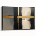 Abstract geometric framed canvas art showcasing a sleek black design, viewed from the side, perfect for modern home decor and artistic interiors.
