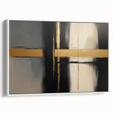 Abstract geometric framed canvas artwork showcasing a modern white design from a side view, perfect for contemporary home decor. Ideal for enhancing minimalist aesthetics.