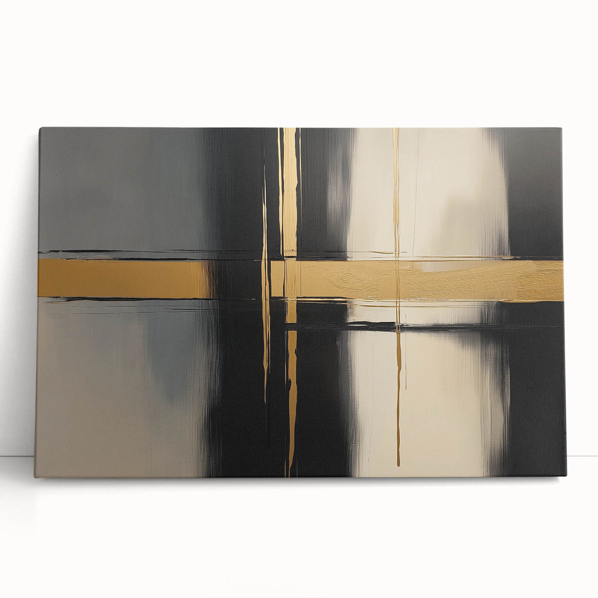 Abstract geometric stretched canvas art featuring vibrant colors and intricate shapes, perfect for modern home decor. Ideal for adding a contemporary touch to any living space or office.