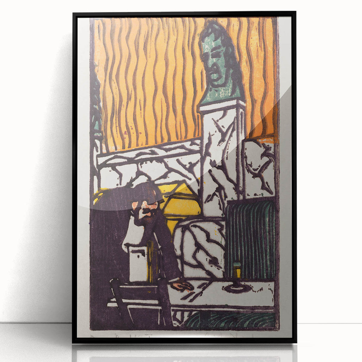 Expressionist Art - Bold Café Scene with Vibrant Colors