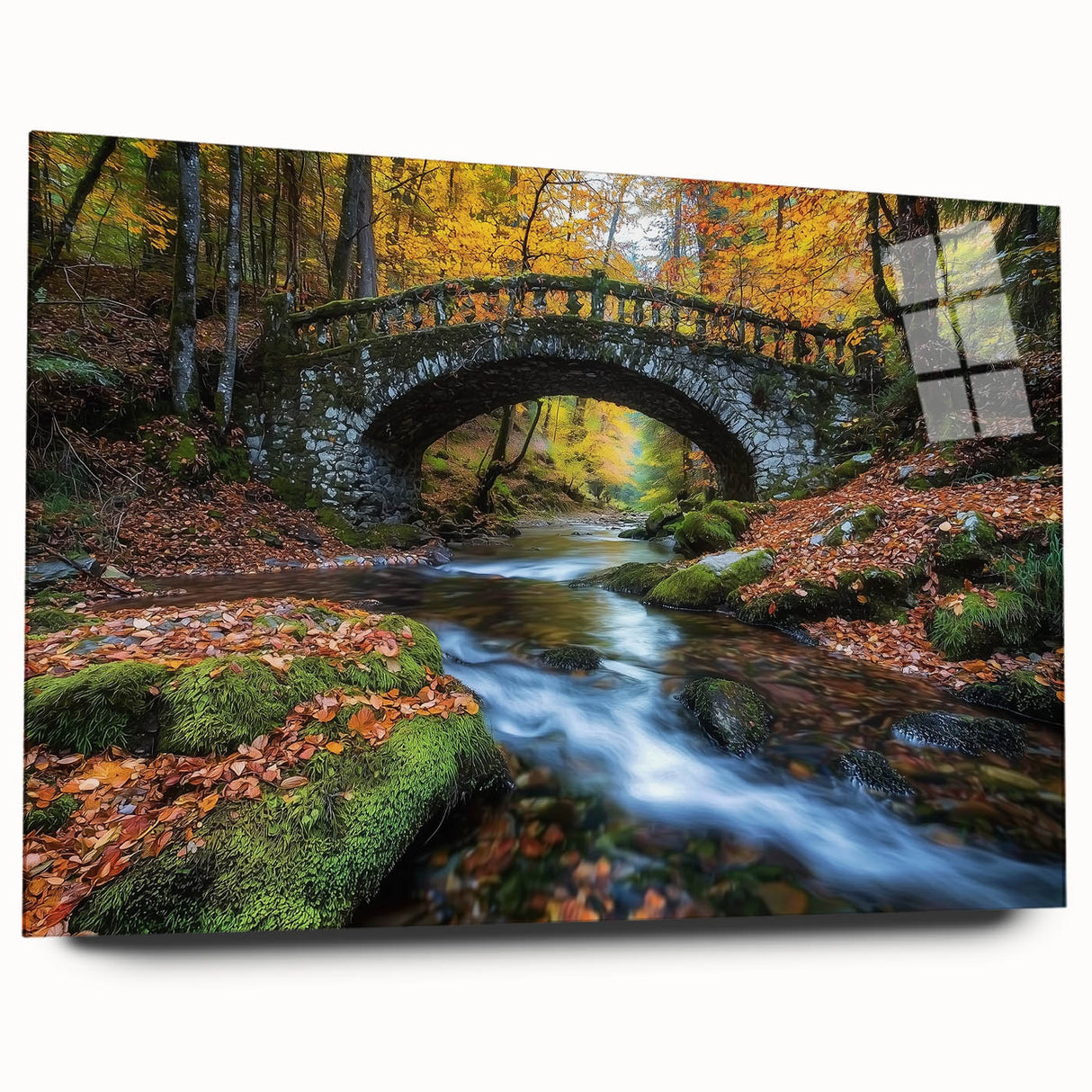 Elegant landscape acrylic glass bridge design showcasing a modern architectural structure, viewed from the side. Ideal for home decor or art enthusiasts.