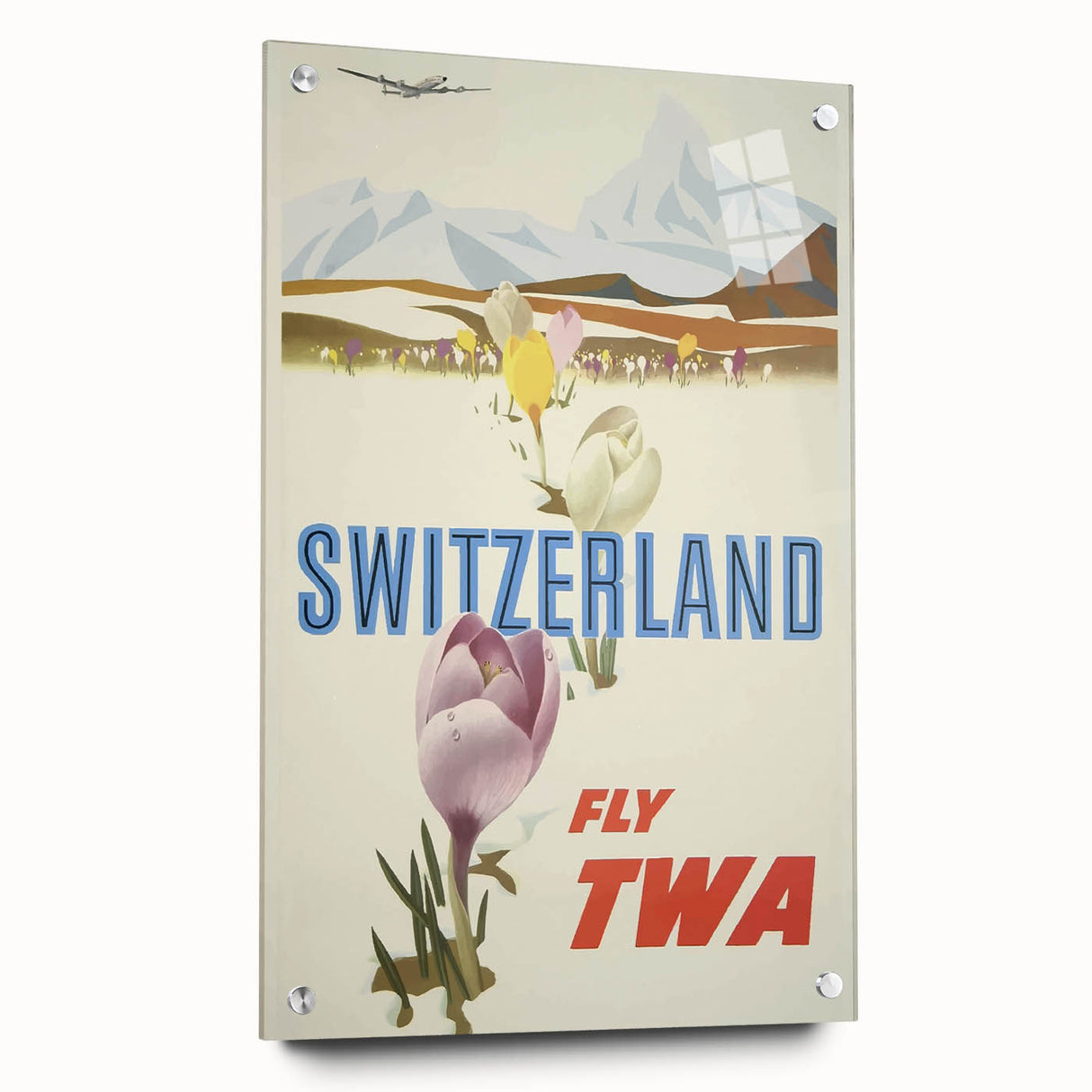 Retro Switzerland Travel Poster - TWA Vintage Fly Wall Art