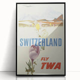 Retro Switzerland Travel Poster - TWA Vintage Fly Wall Art