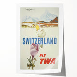 Retro Switzerland Travel Poster - TWA Vintage Fly Wall Art