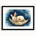 Moonlit Bunny - Kids Room Wall Art Canvas and Framed Options