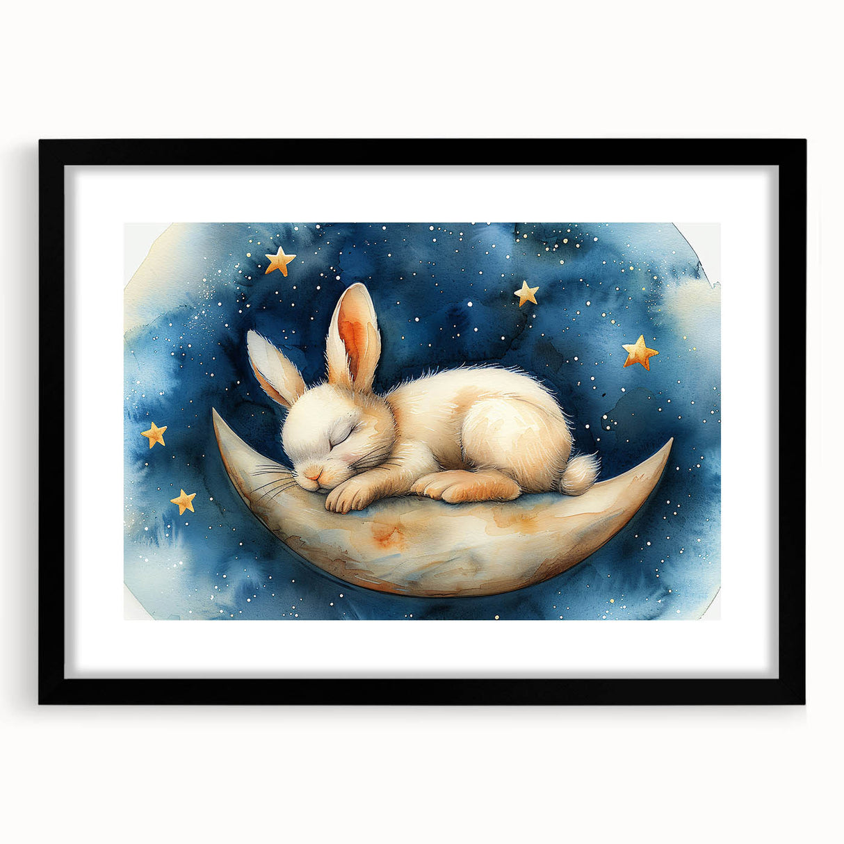 Moonlit Bunny - Kids Room Wall Art Canvas and Framed Options