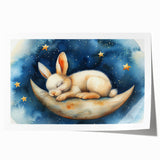 Moonlit Bunny - Kids Room Wall Art Canvas and Framed Options