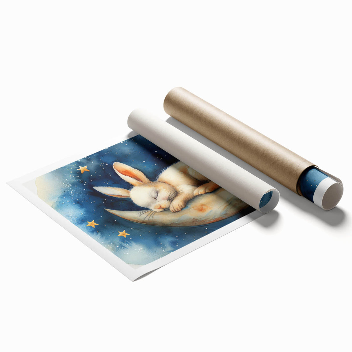 Moonlit Bunny - Kids Room Wall Art Canvas and Framed Options
