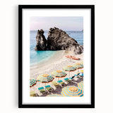 Extra large abstract art print with vibrant, textured colors on black framed canvas, ideal for living room decor.
