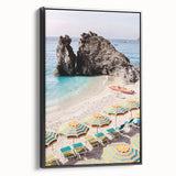Black and white vintage poster art of a summer landscape on framed canvas, ideal for bedroom wall decor.