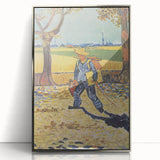 Large art print of Van Gogh's painting in silver frame, featuring mid-century modernist style.