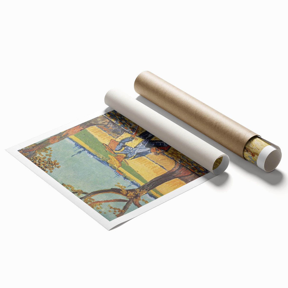Extra large rolled canvas print of Van Gogh-style floral art in vibrant colors.