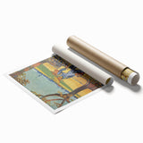 Extra large rolled canvas print of Van Gogh-style floral art in vibrant colors.
