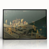 Modern Wall Art: Dynamic Scene of Children by the Waterfront