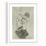 Modern Figurative Sketch - Egon Schiele's Abstract Line Art Print