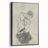 Modern Figurative Sketch - Egon Schiele's Abstract Line Art Print