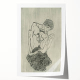 Modern Figurative Sketch - Egon Schiele's Abstract Line Art Print