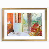 Modern Wall Art: Vibrant Country Dining Room with Scenic Outdoor View