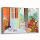 Modern Wall Art: Vibrant Country Dining Room with Scenic Outdoor View