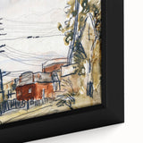 Modern Wall Art: Abstract Railroad Scene with Rustic Urban Charm