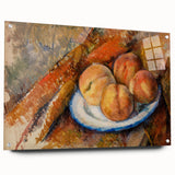 Modern Wall Art: Still Life of Peaches on Plate with Warm Tones